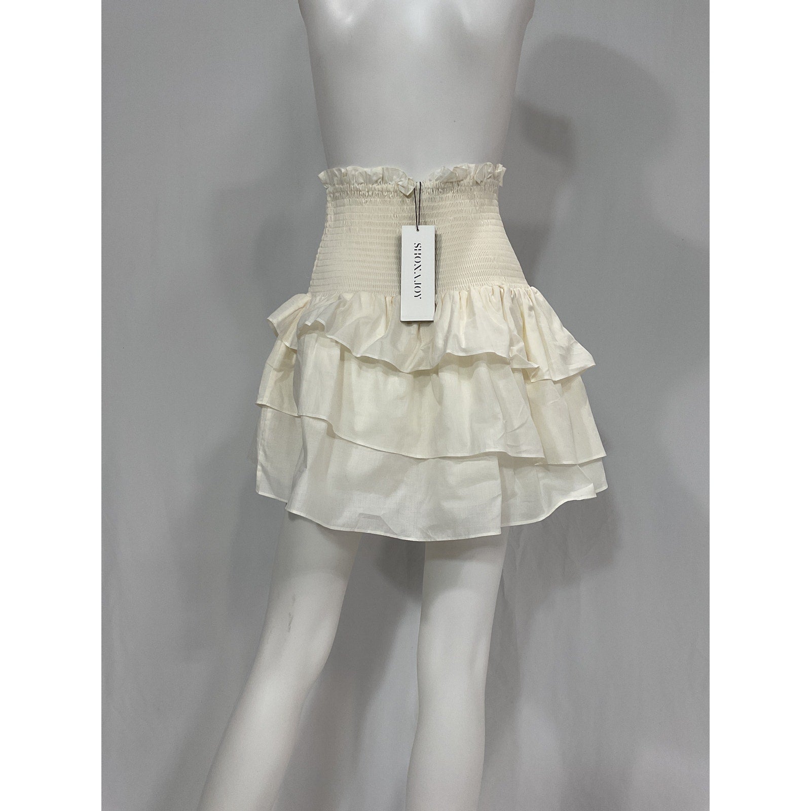 Shona Joy 'Pia' White Cotton Shirred Mini Skirt Size 4 - NWT