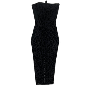 Alex Perry Flocked Black Colton Dress Size US 0 / UK 4