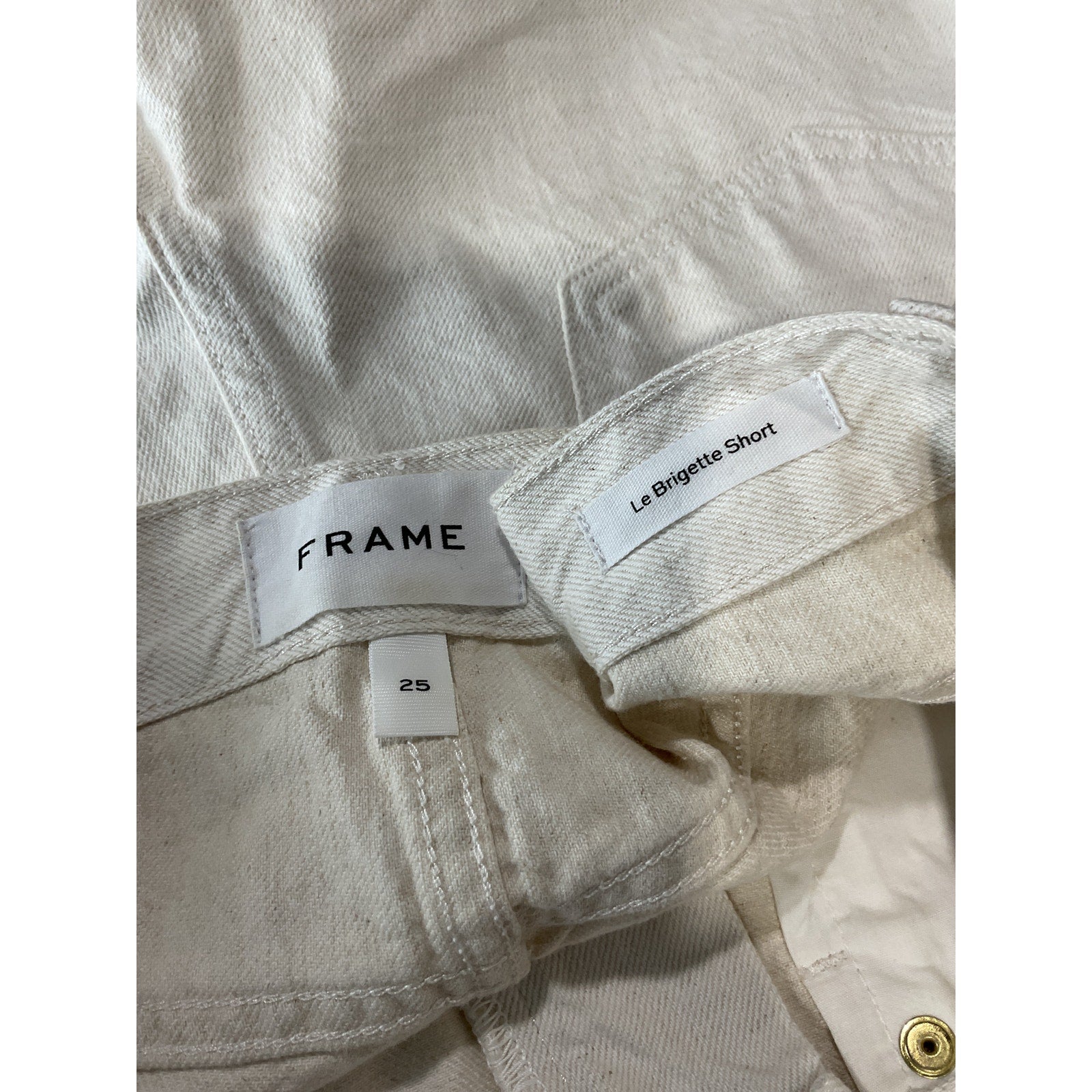 Frame 'Le' White Cotton Brigette High Waist Raw Edge Denim Shorts Size 25