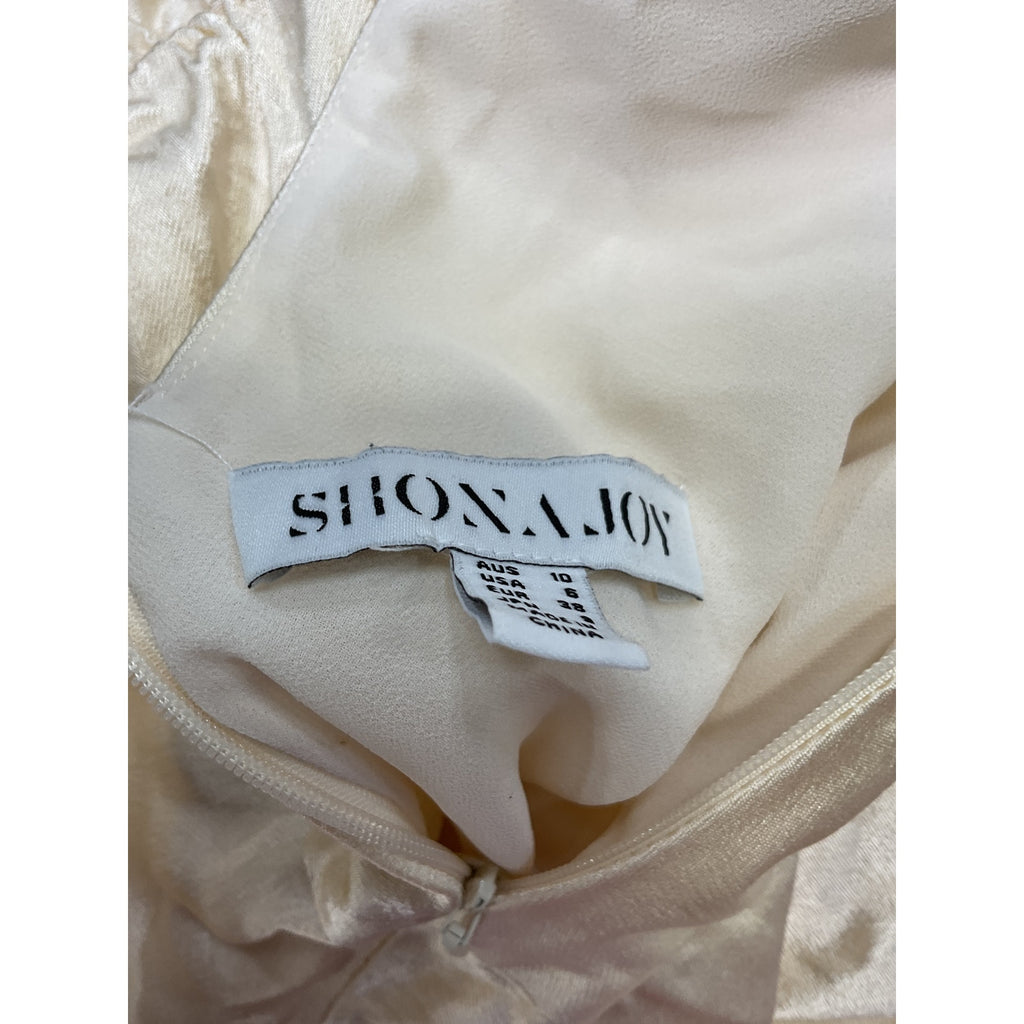 Shona Joy 'La Lune' White Viscose High Neck Ruched Maxi Dress Size 6