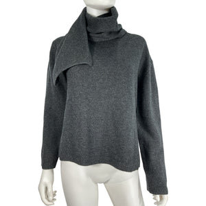 Naadam Luxe Black Asymmetrical Turtleneck Sweater Size XS