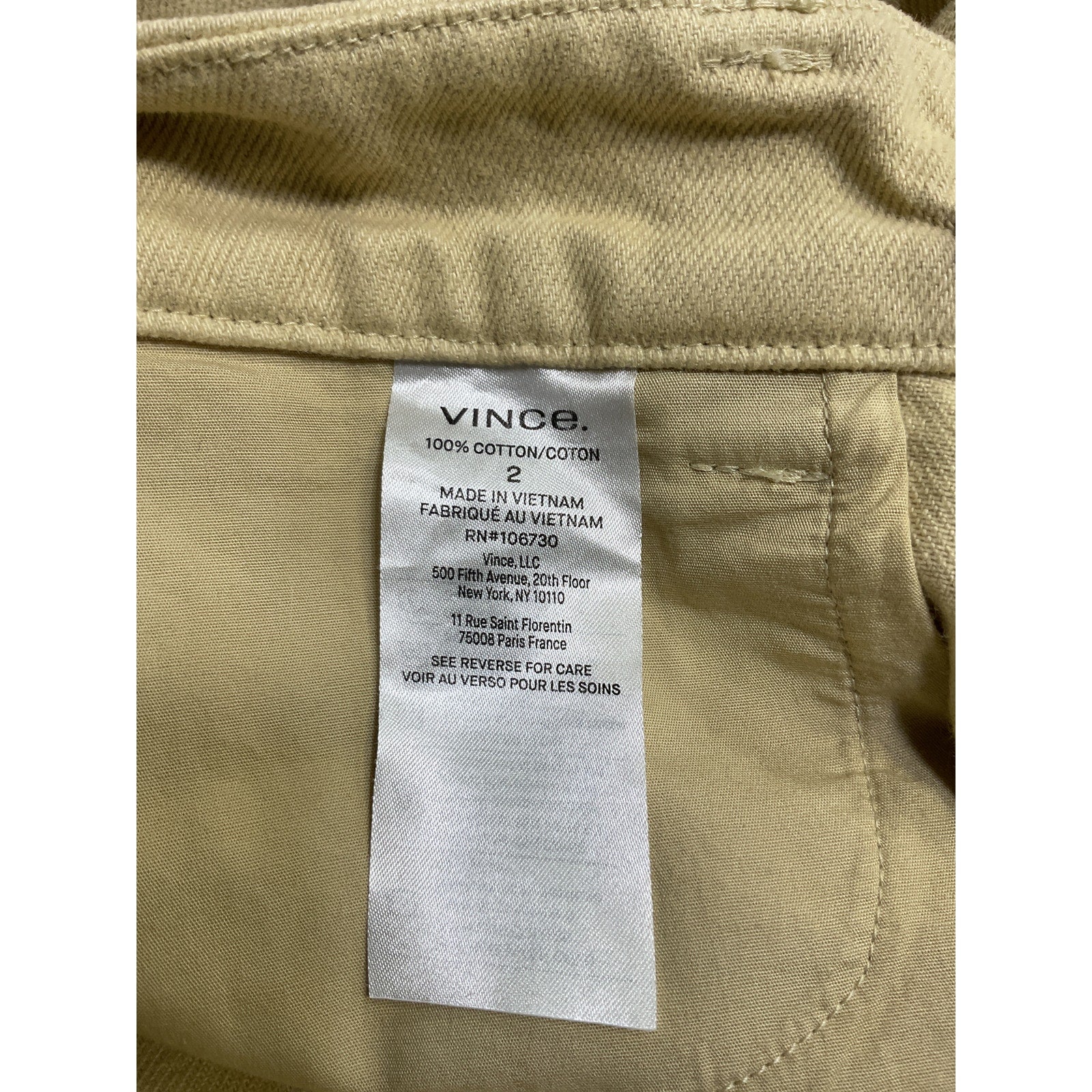 Vince Washed Twill Tan Cotton Wide Leg Pants Size 2