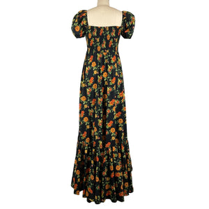 Caroline Constas Romantic Black Multi Vacation Floral Gianna Dress Size S