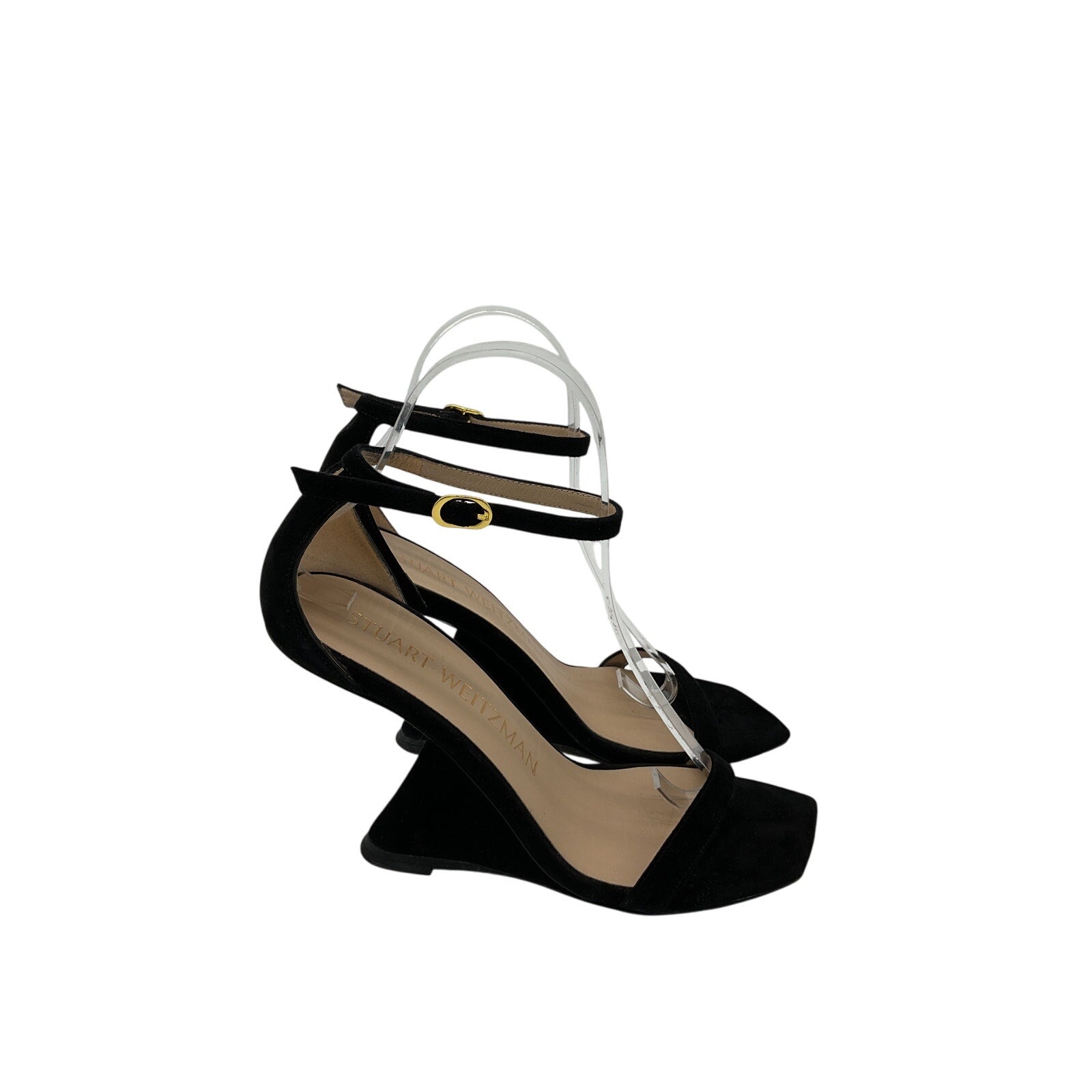 Stuart Weitzman 'Nudistrebel' Black Suede Sandal Size 7.5