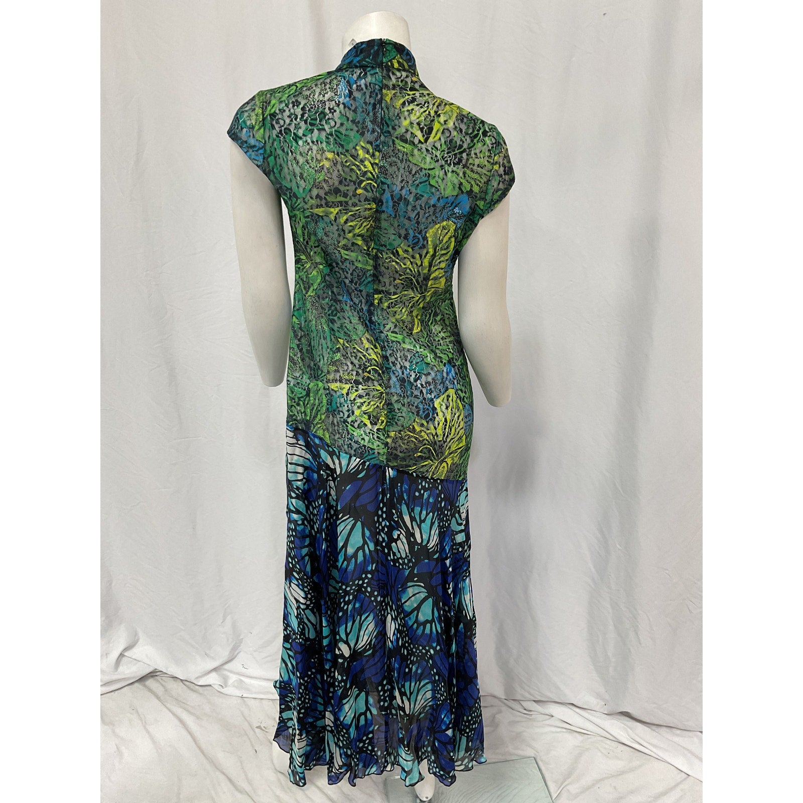 Kim Shui Lace Blue Rayon Butterfly Dress Size M