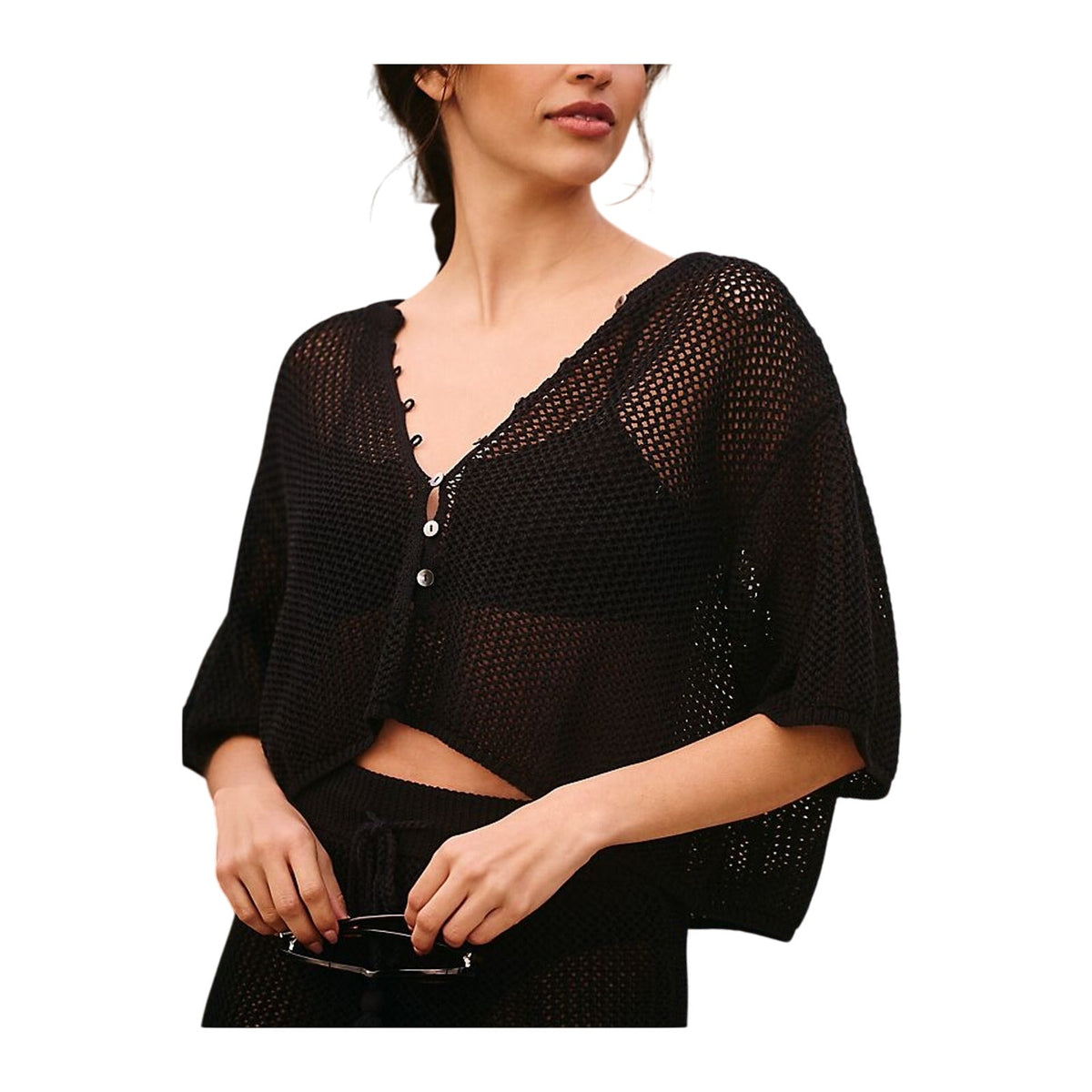 Lspace 'Coast Is Clear' Black Cotton Top Size S