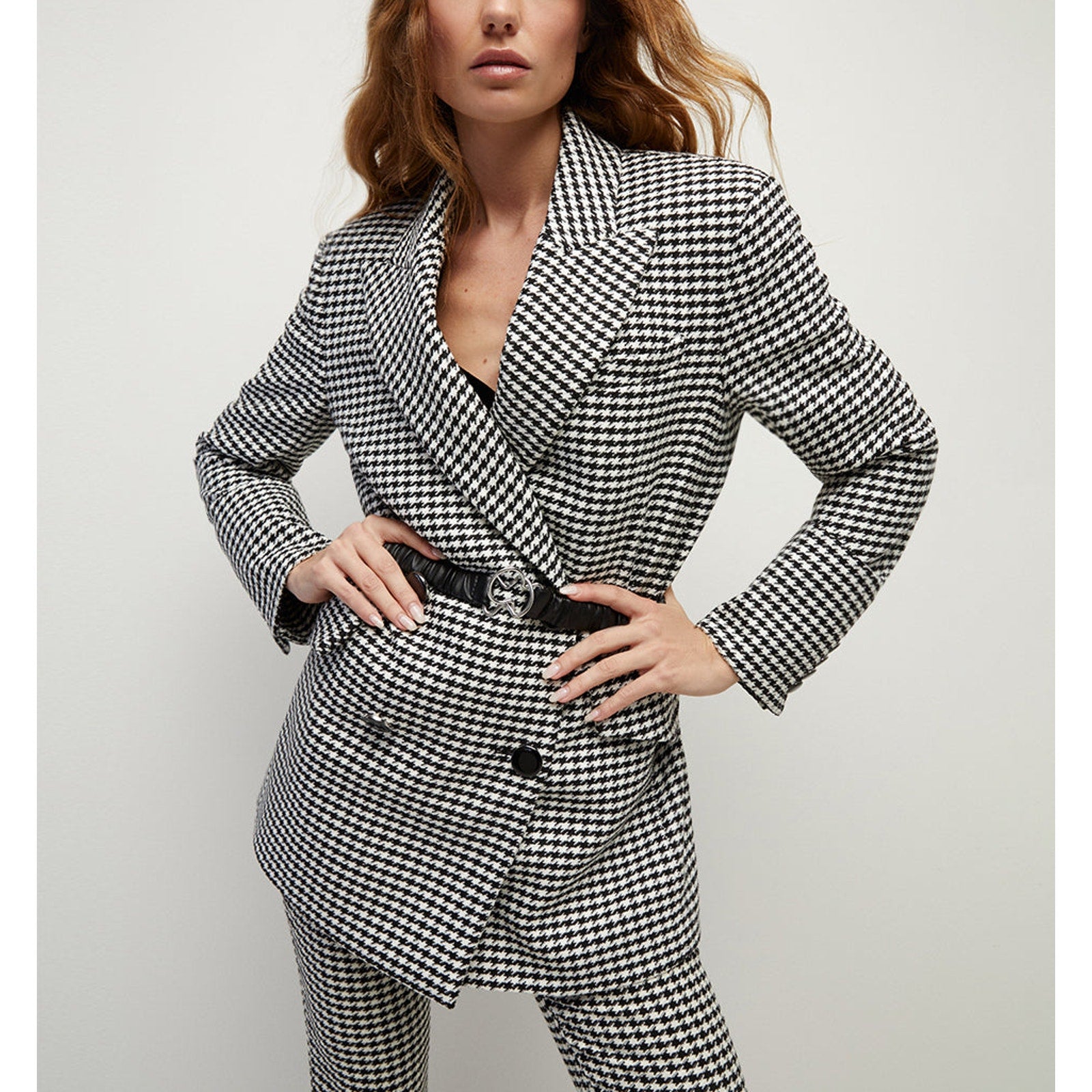 Veronica Beard 'Hutchinson' Black Houndstooth Dickey Jacket Size L