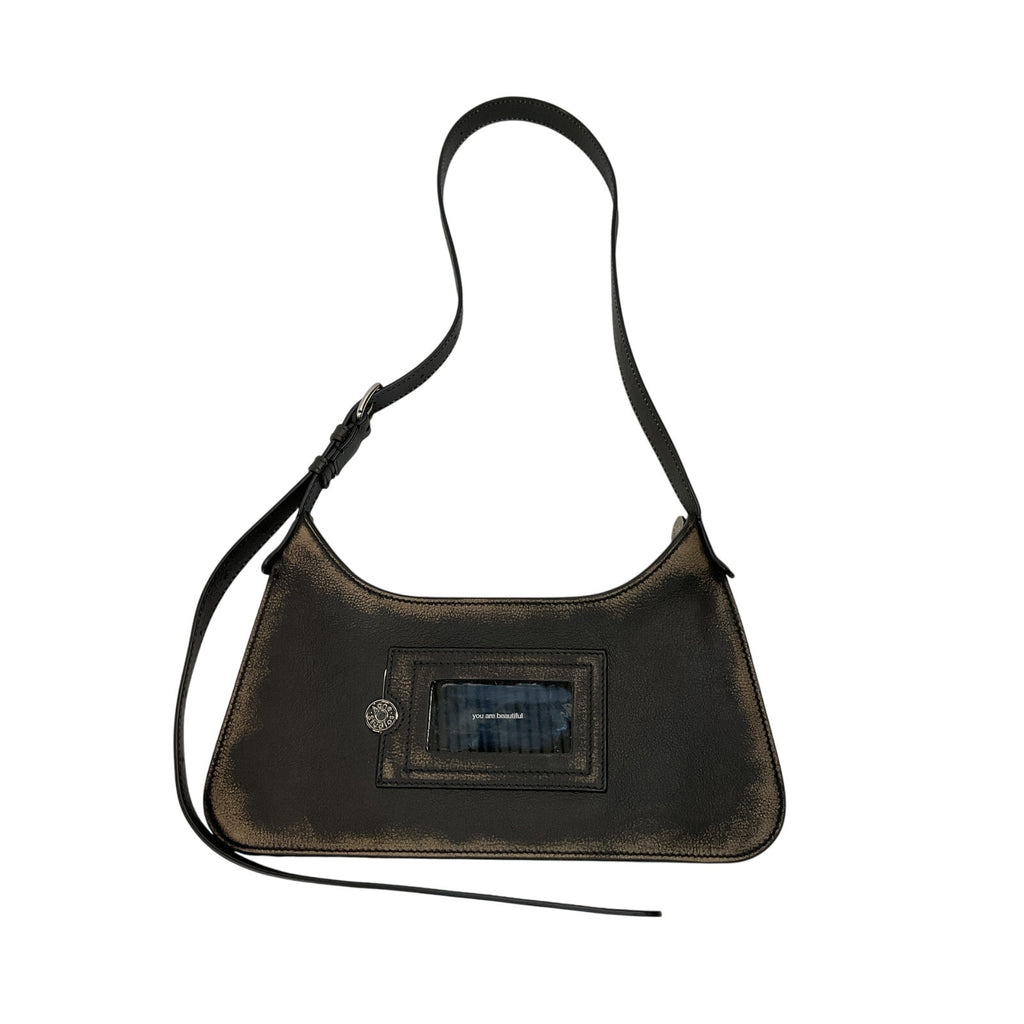 Acne Studios Embellished Black Leather Textured-Leather Shoulder Bag