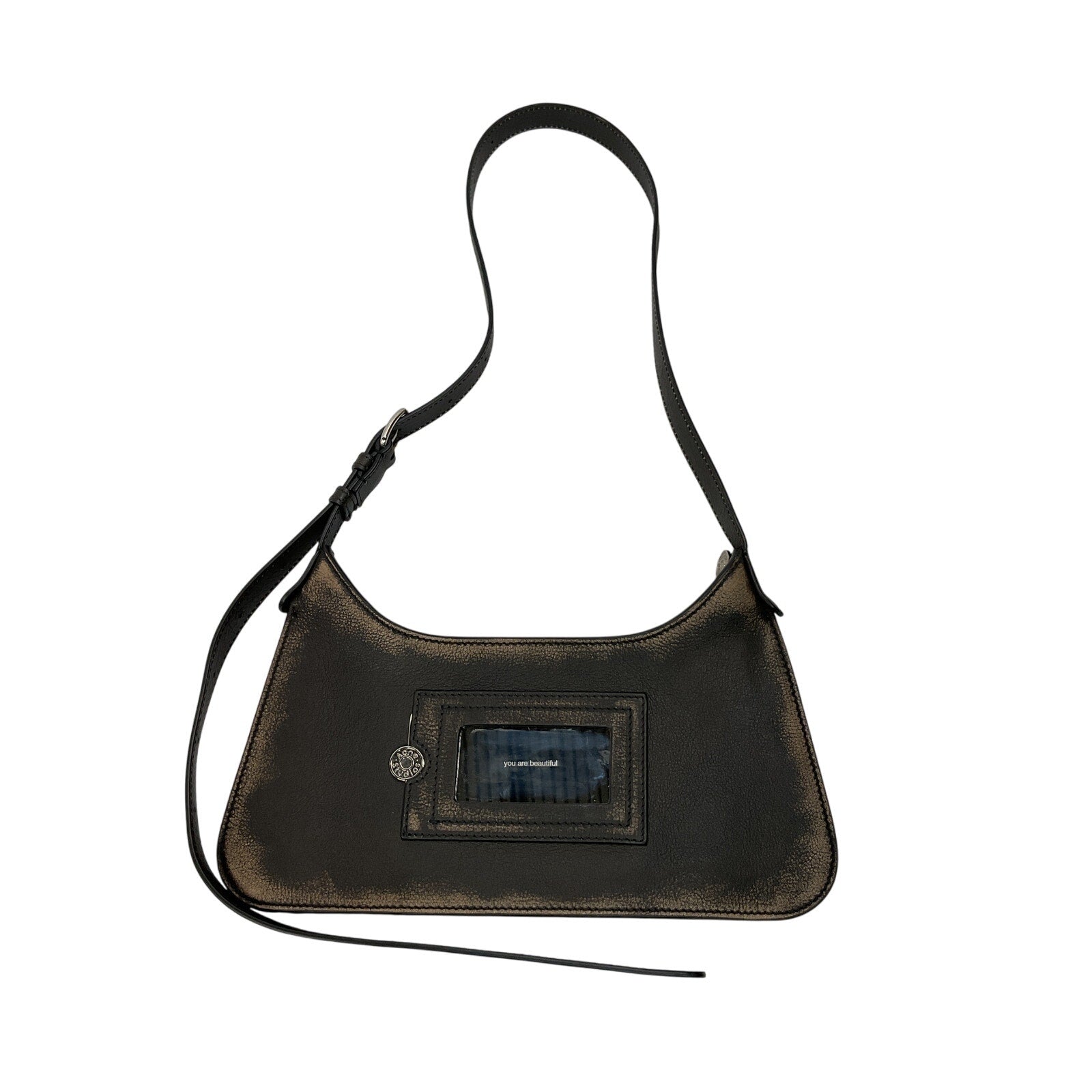 Acne Studios Embellished Black Leather Textured-Leather Shoulder Bag