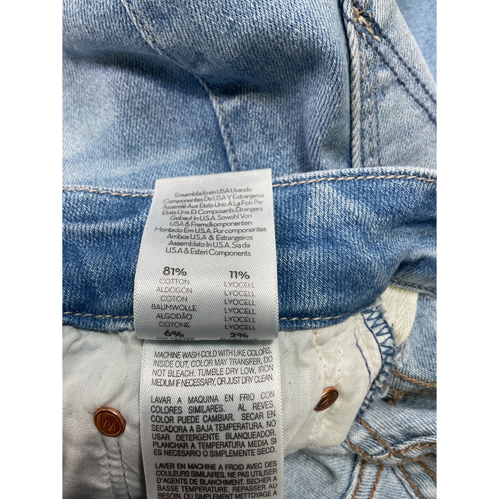 Mother High Waisted Blue Cotton Looker Ankle Fray Size 23