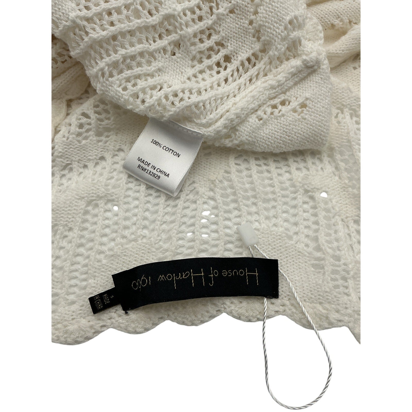 House Of Harlow 1960 x Revolve 'Kameli' White Cotton Pointelle Cropped Sweater Size S