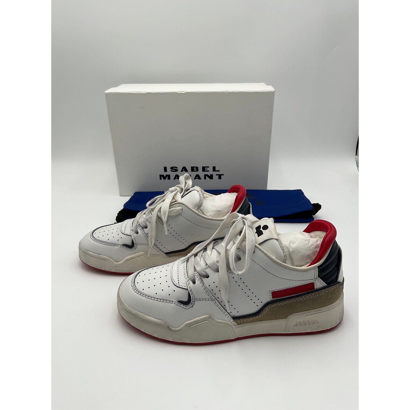 Isabel Marant 'Emree' White Leather Classic Stadium Sneaker Size 7