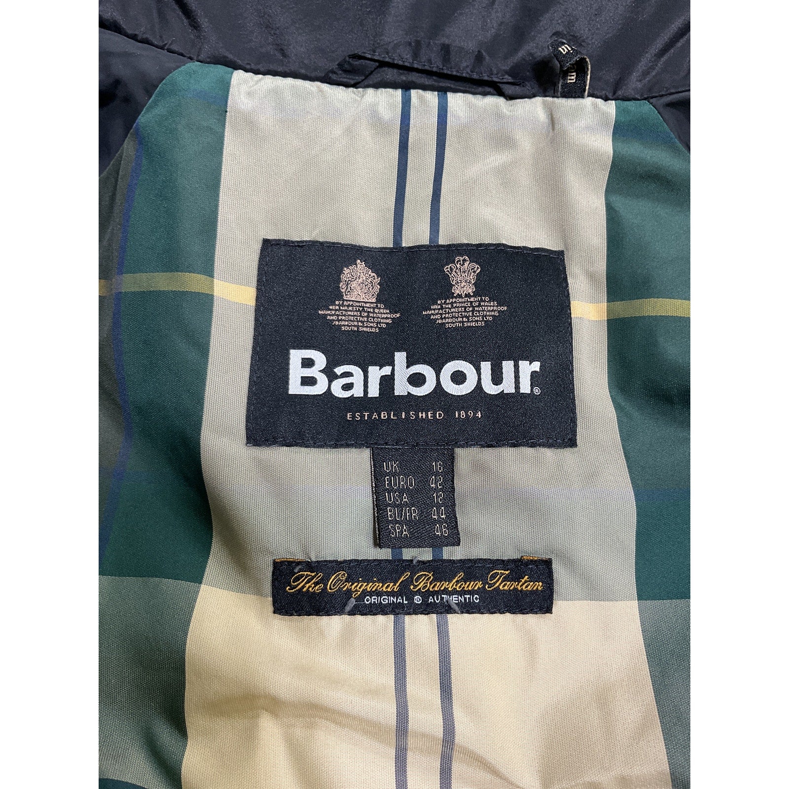 Barbour 'Hoxa' Black Polyamide Funnel Neck Quilted Coat Size 12