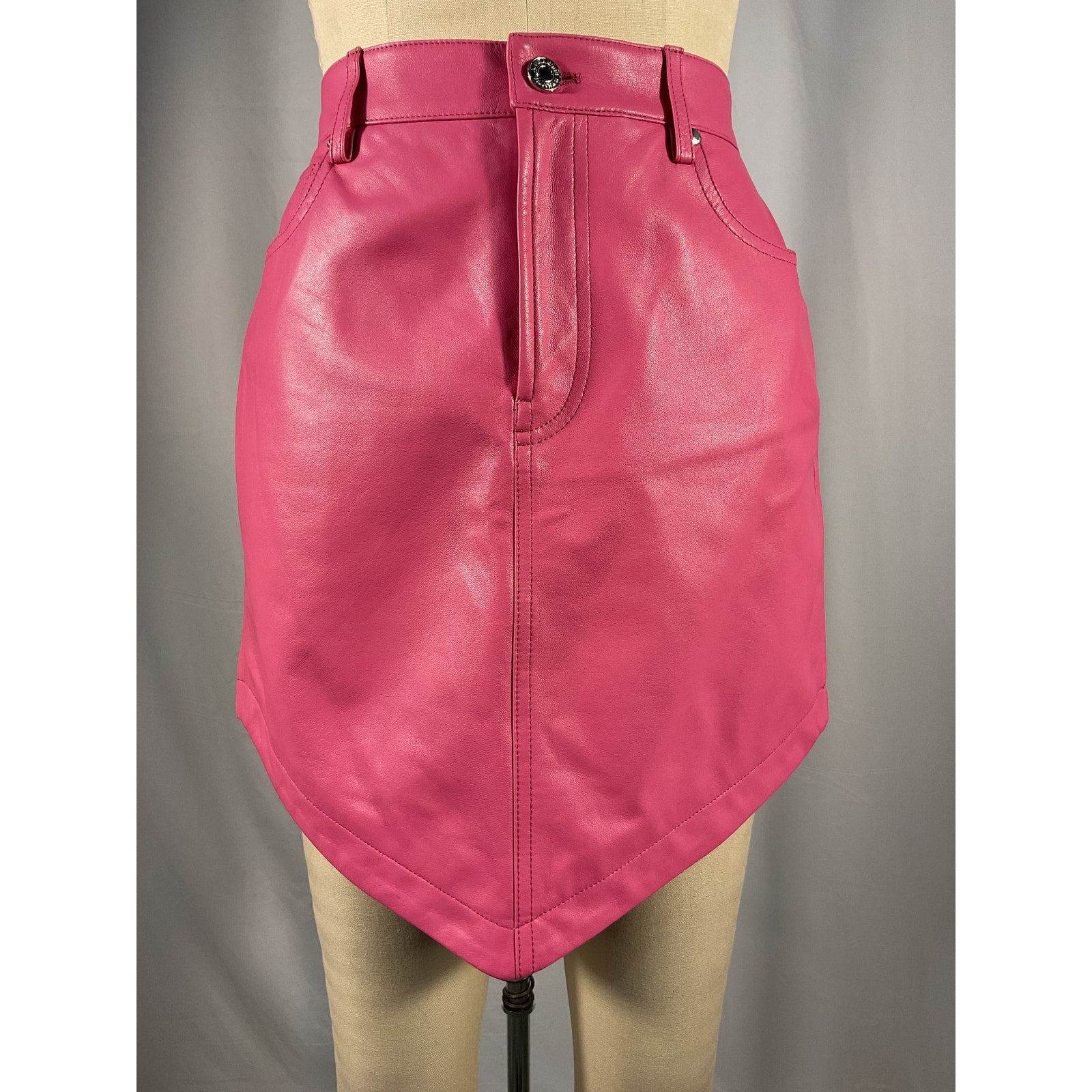 Alexandre Vauthier Pink Leather Skirt Size 36