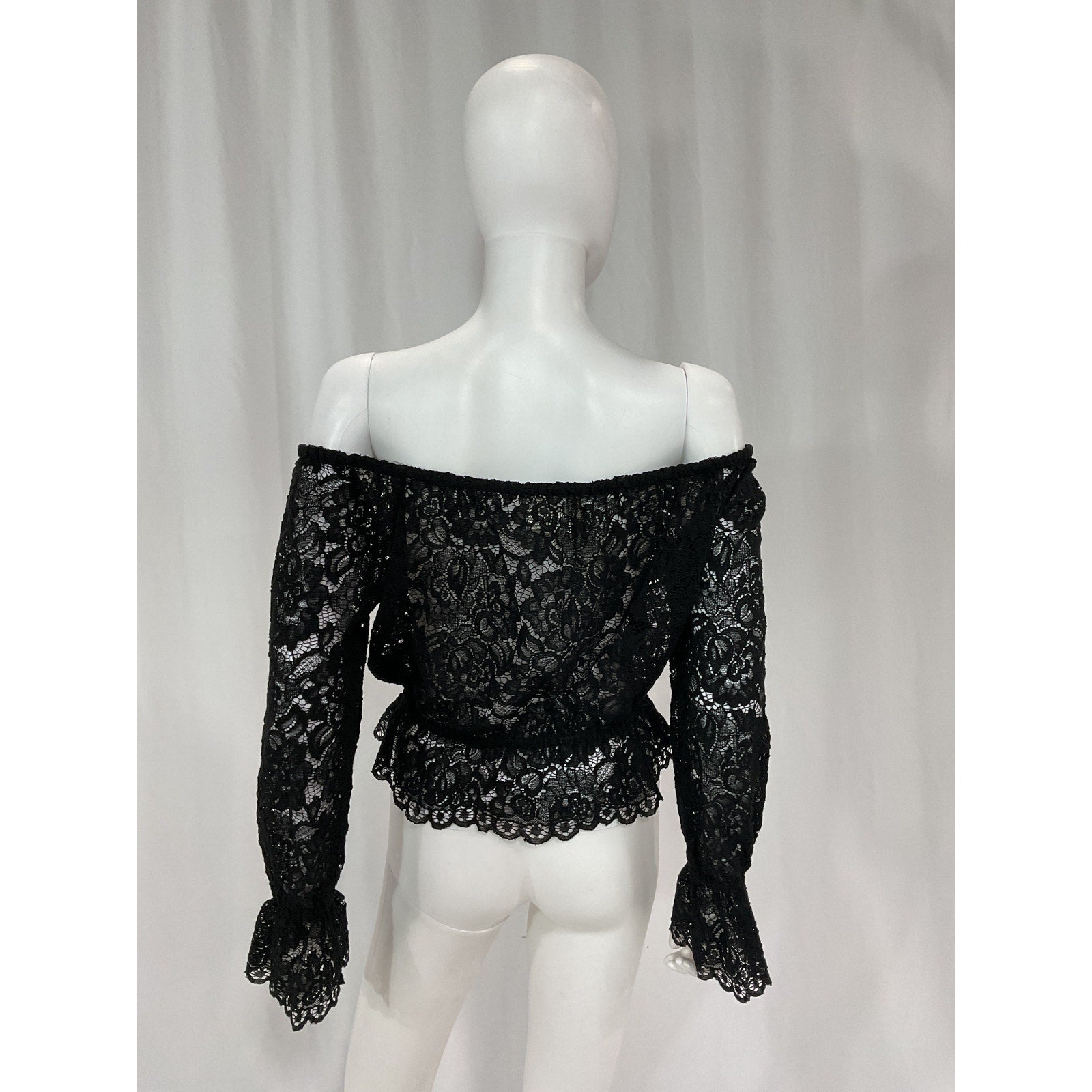 L'Agence 'Iggy' Black Off Shoulder Long Sleeve Top Size S