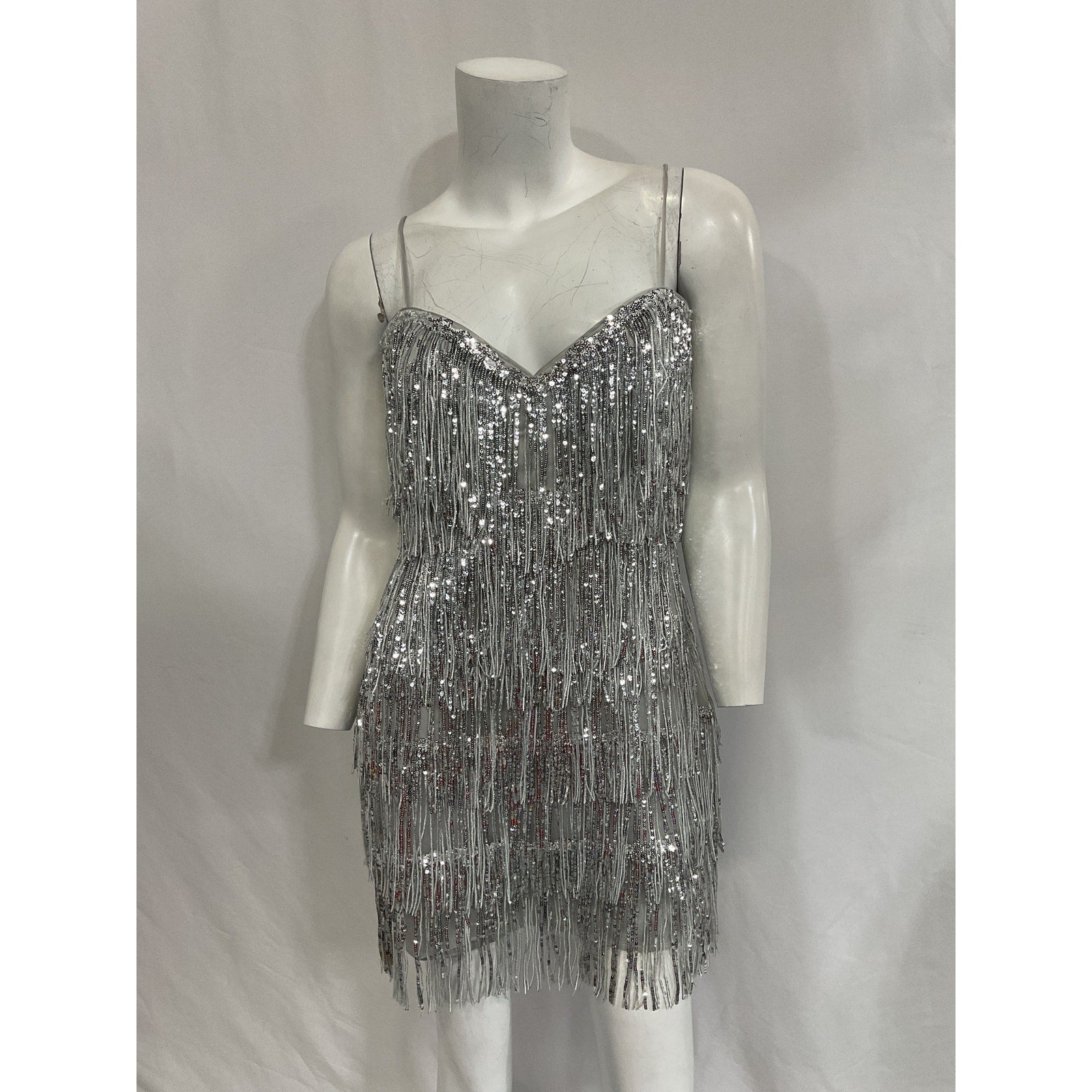 Majorelle 'Samara' Silver Sequin Mini Dress Size S