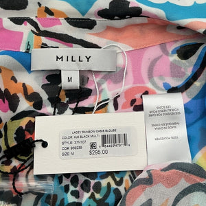 Milly Sheer Multicolor Lacey Rainbow Oasis Blouse Size M
