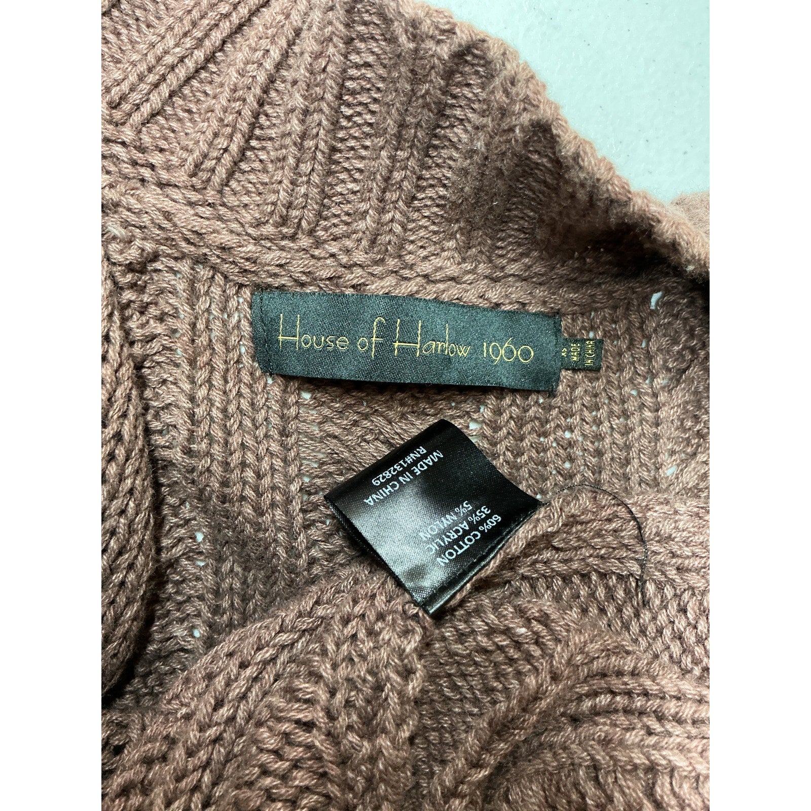 House Of Harlow 1960 x Revolve 'Virgo' Brown Cotton Cableknit Cardigan Size XS