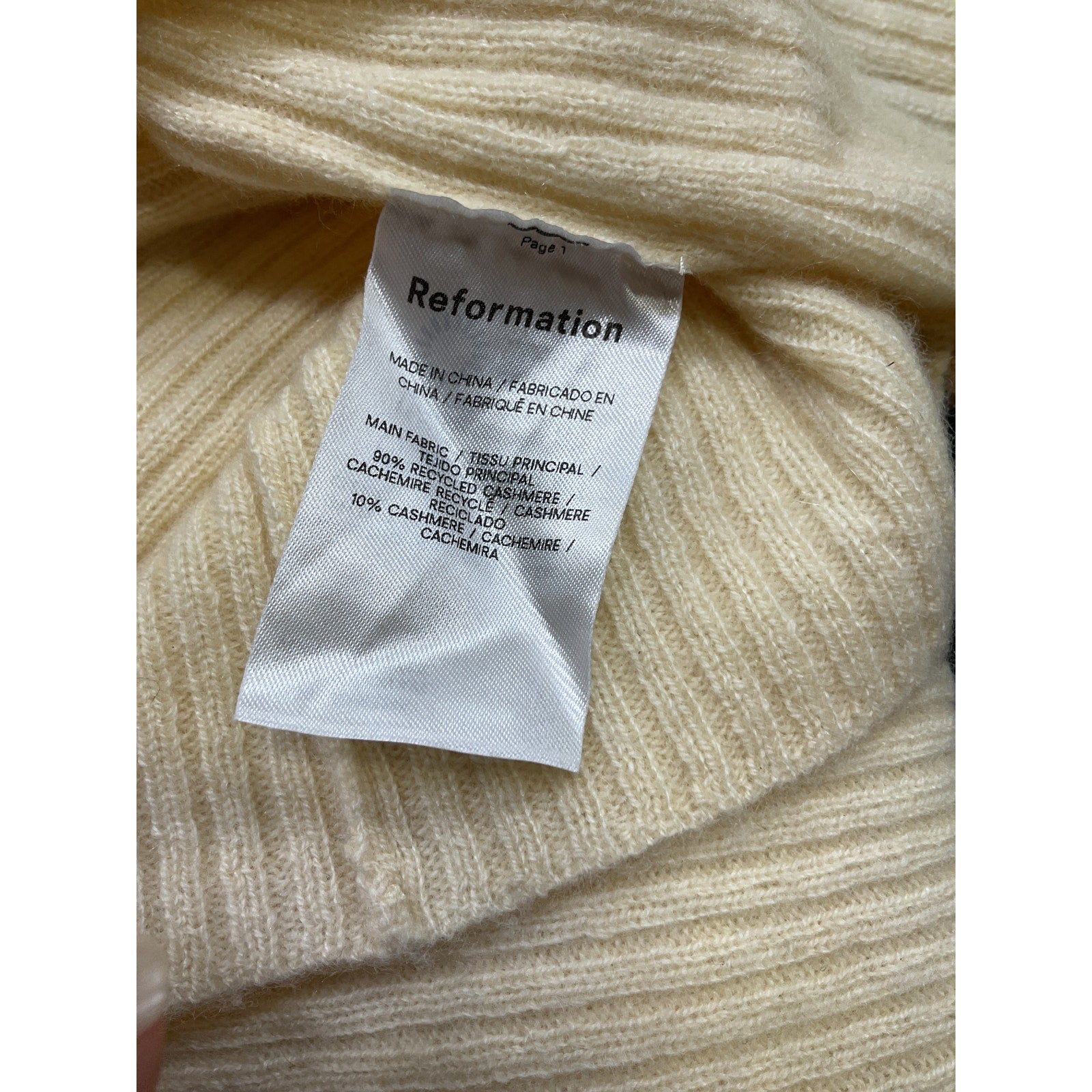 Reformation 'Odelia' Beige Cashmere Midi Dress Size M