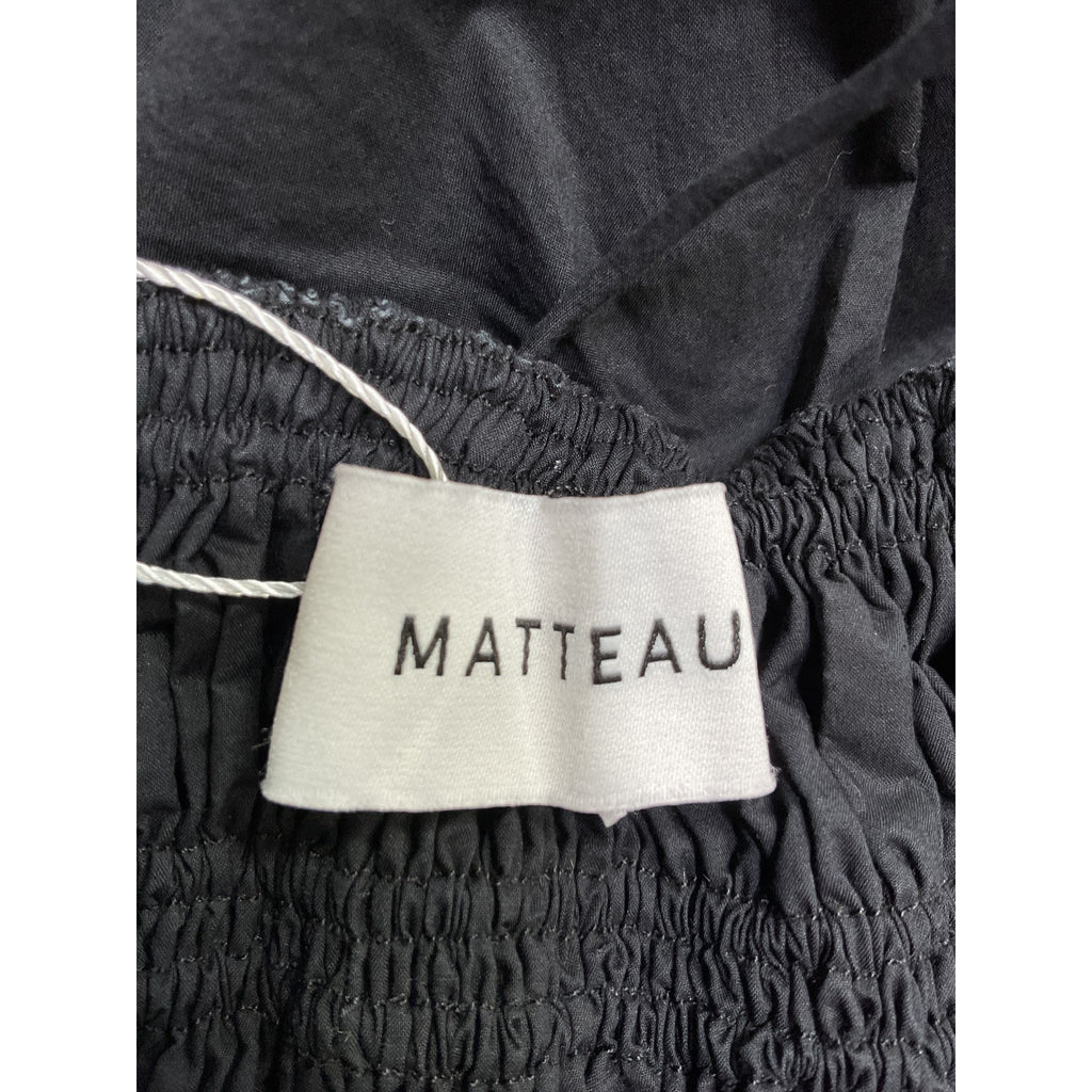 Matteau 'Shirred' Black Cotton Triangle Maxi Dress Size 2