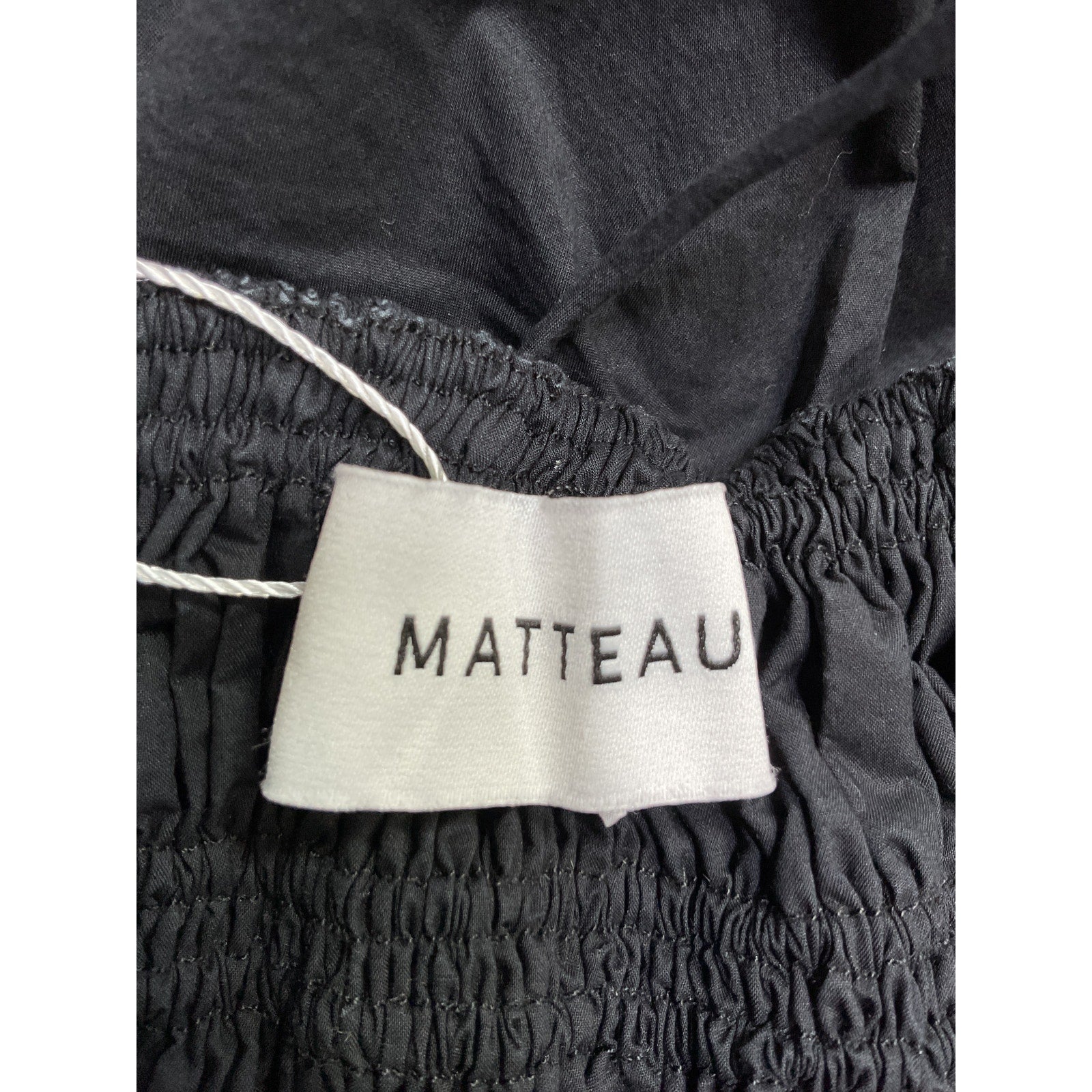 Matteau 'Shirred' Black Cotton Triangle Maxi Dress Size 2