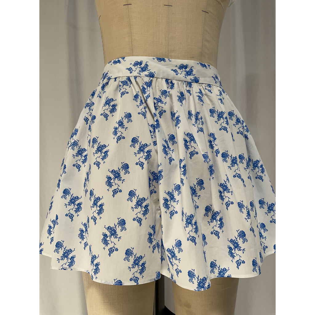 Caroline Constas 'Teagen' White Floral-Print Cotton-Blend Poplin Shorts Size M