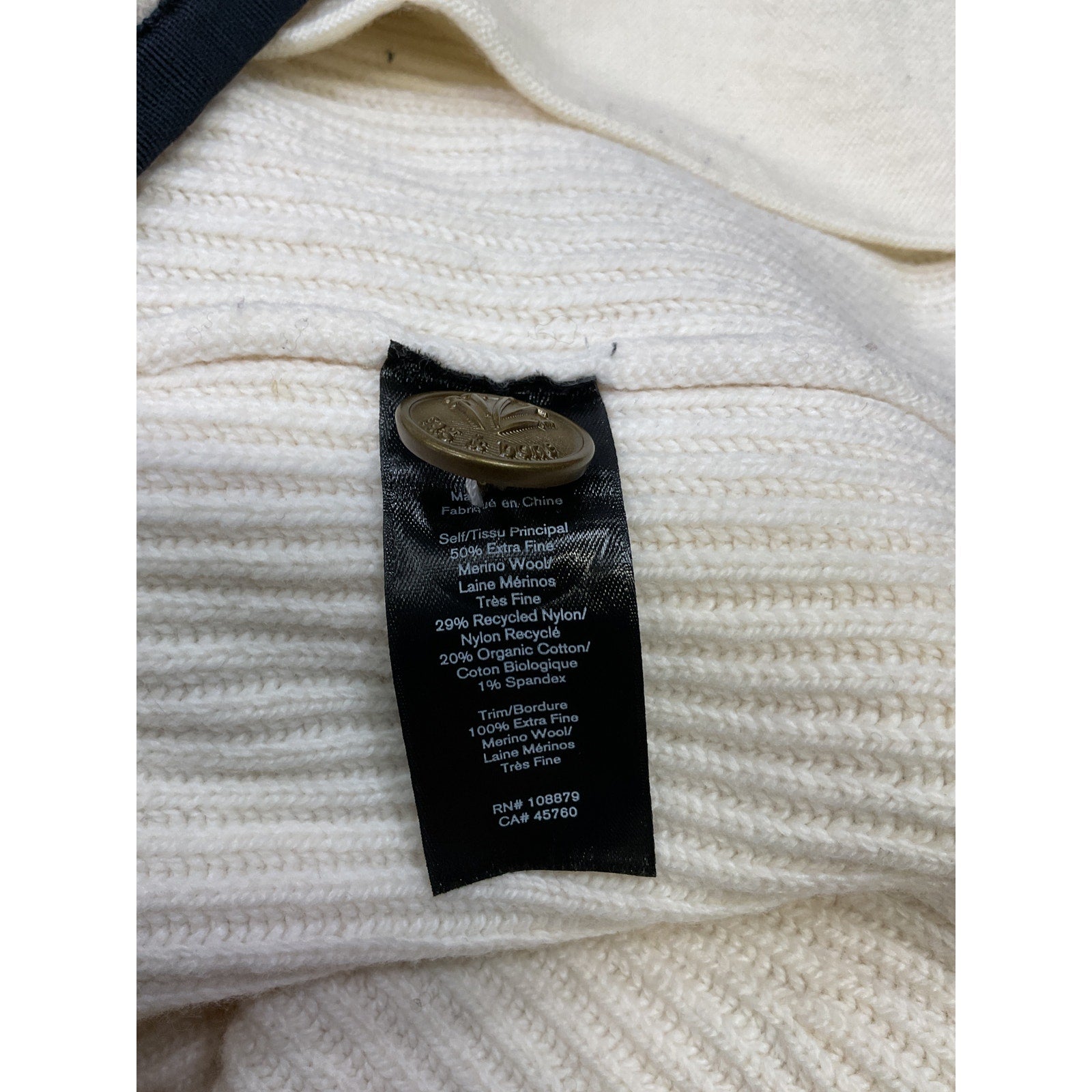 Rag & Bone 'Nancy' White Merino Wool-Blend Rib-Knit Cardigan Size S