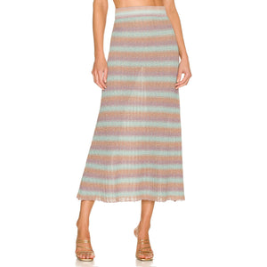 Misa Los Angeles Striped Blue Combo Luca Skirt Size S