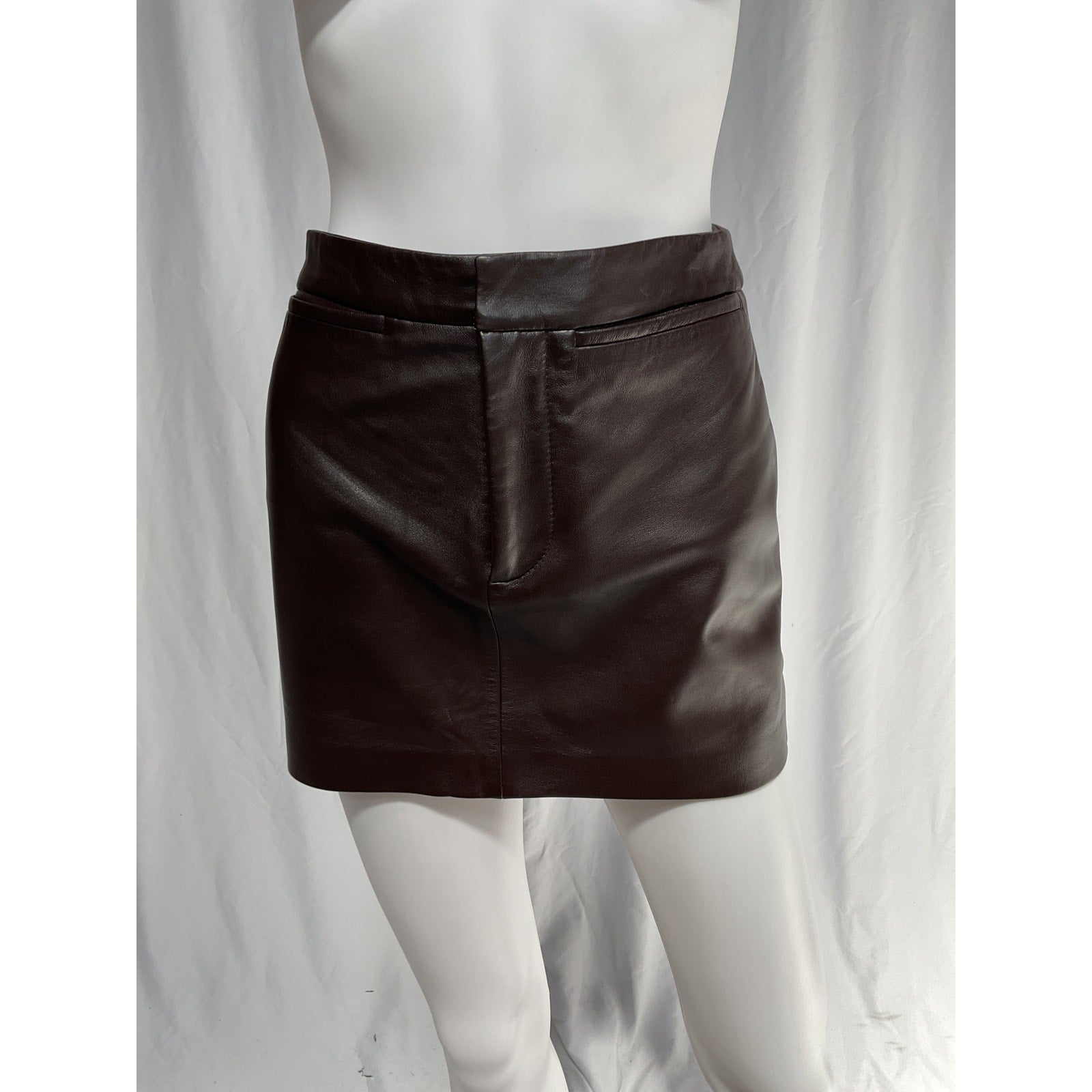 Frame Leather Mini Brown Skirt Size XXS