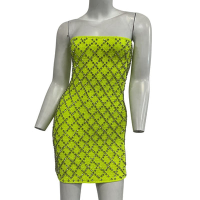 Retrofête Embellished Neon Yellow Felicity Mini Dress Size XS