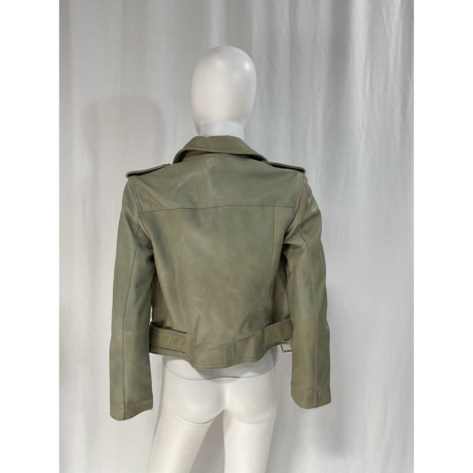 AllSaints 'Balfern' Grey Leather Biker Jacket Size 4