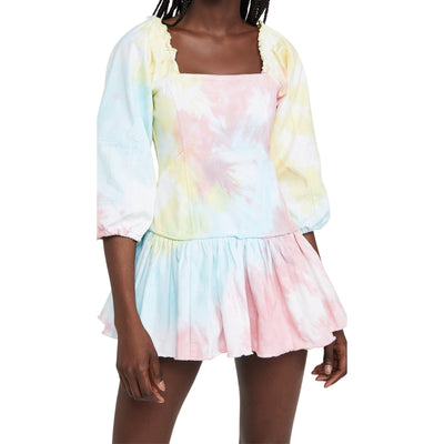 Loveshackfancy Vibrant Rainbow Radial Tie Dye Chai Dress Size 0
