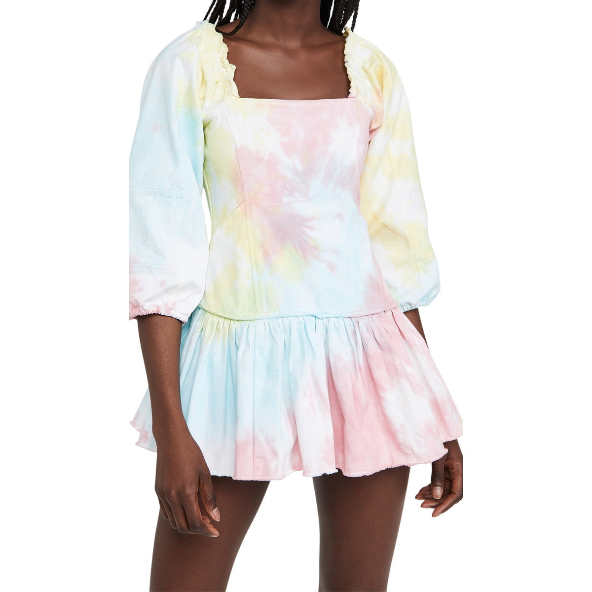 Loveshackfancy Vibrant Rainbow Radial Tie Dye Chai Dress Size 0