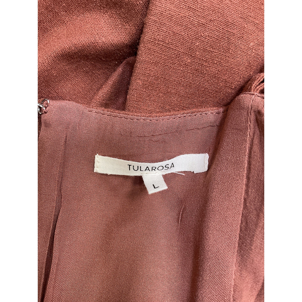 Tularosa 'Lexi' Brown Linen Midi Dress Size L