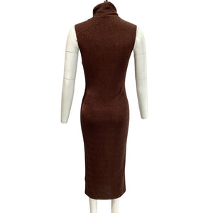 Gauge81 Metallic Brown Flora Turtleneck Midi Dress Size EU 38 / US 6