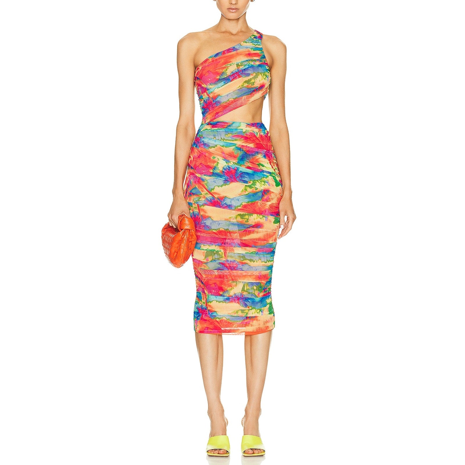 Ser.O.Ya 'Imani' Red Polyester Midi Dress Size XS