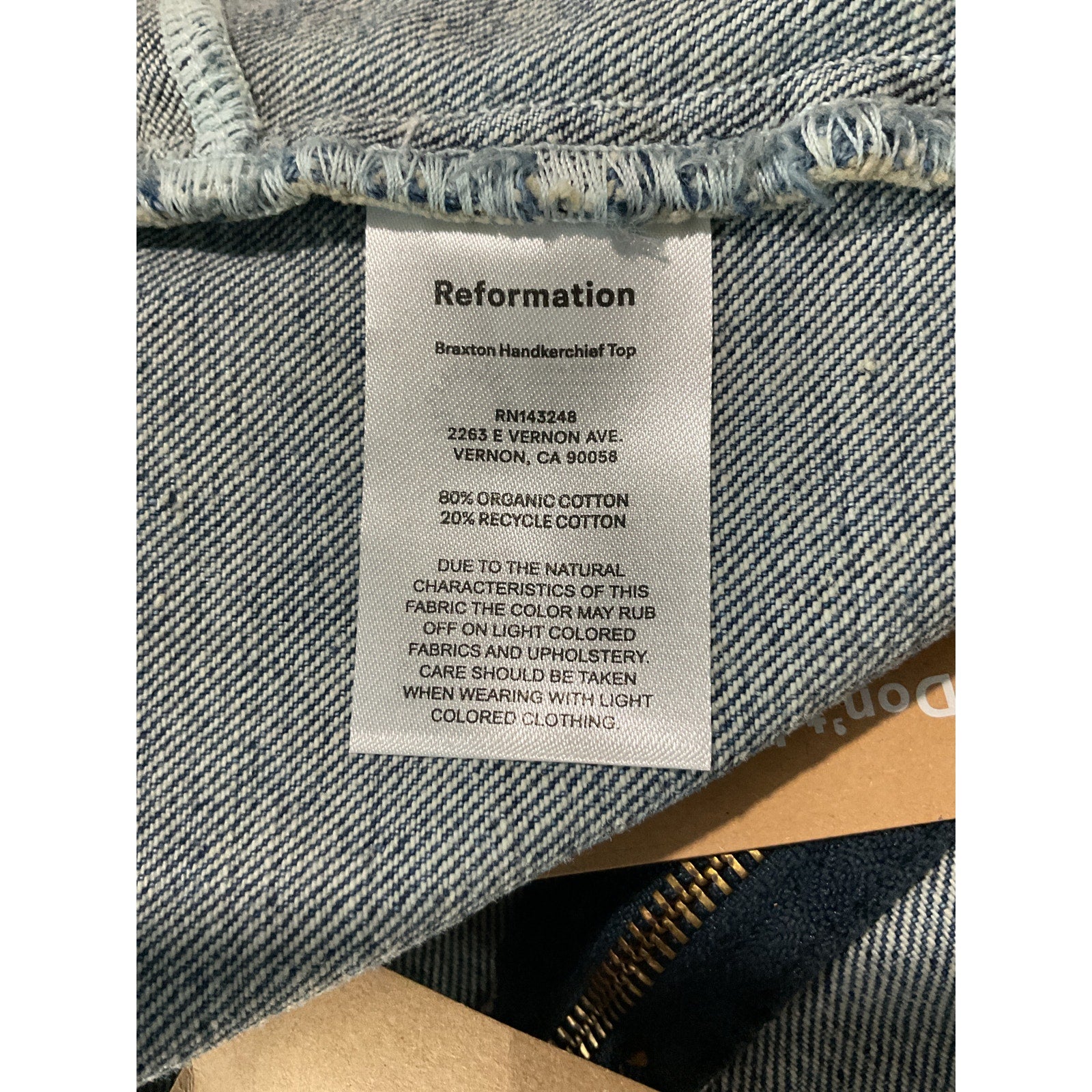 Reformation 'Braxton' Blue Cotton Handkerchief Top Size 8 - NWT