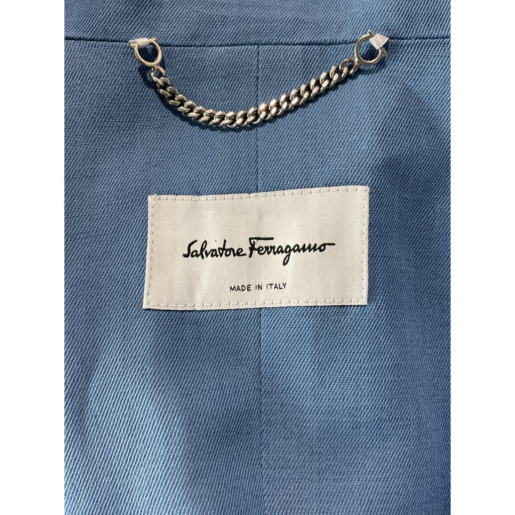 Ferragamo 'Twill' Blue Viscose Blazer Size 46