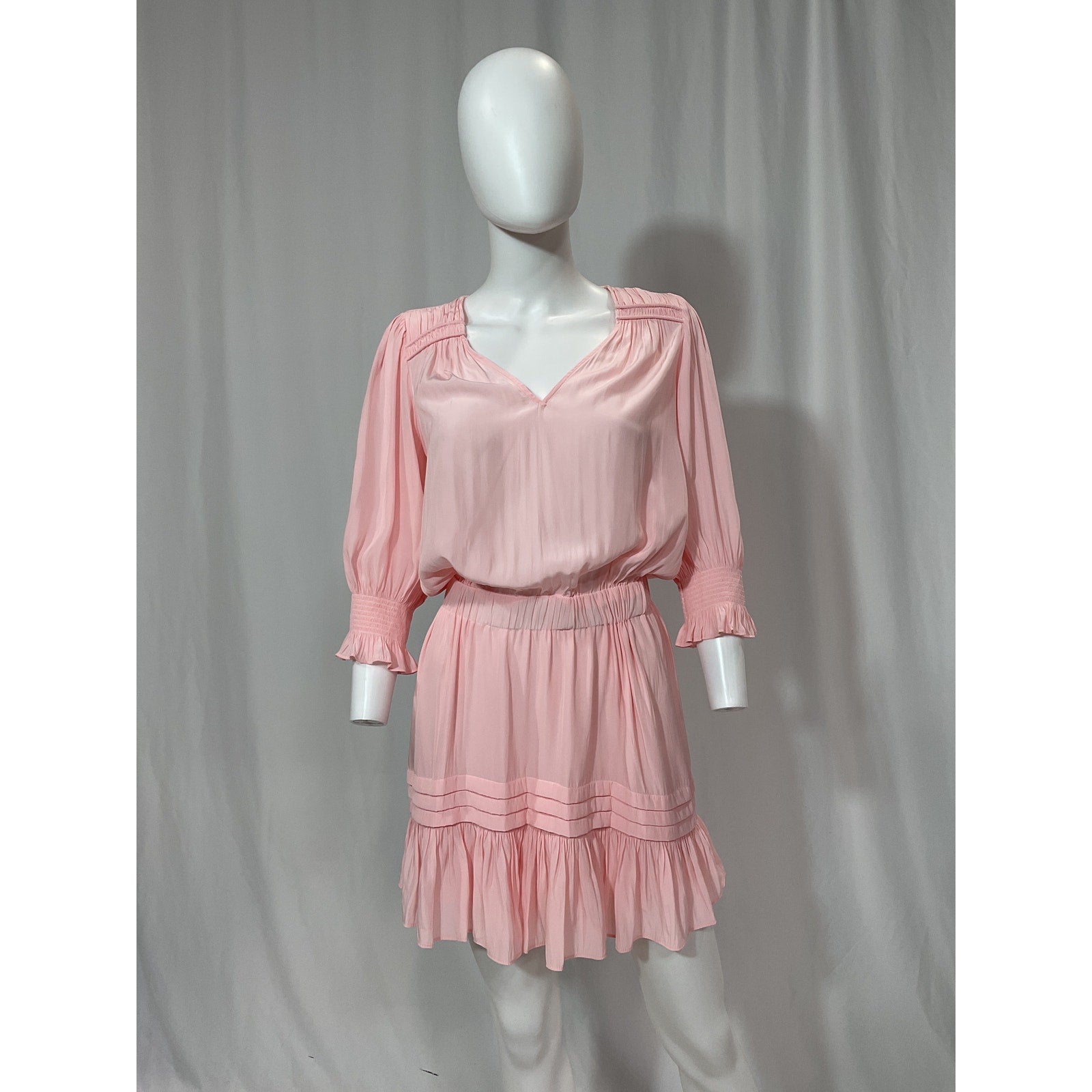 Ramy Brook 'Barnus' Pink Puff Sleeve Mini Dress Size XS