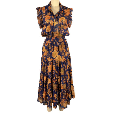 Misa Los Angeles Floral Blue Tina Dress Size S