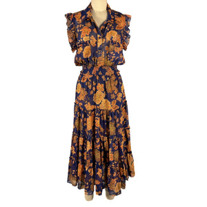 Misa Los Angeles Floral Blue Tina Dress Size S