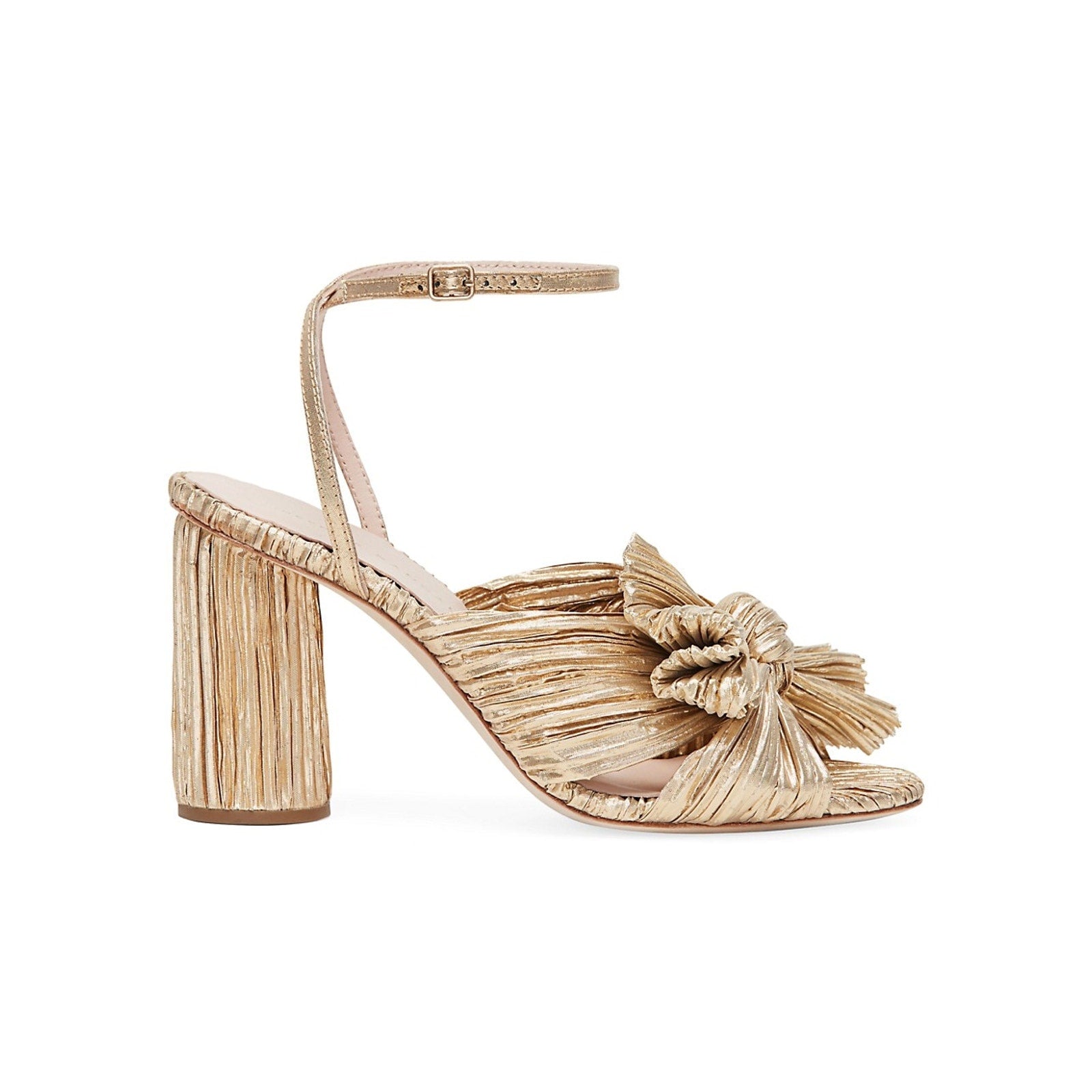 Loeffler Randall 'Camellia' Gold Leather  Knotted Lam� Sandals Size 9