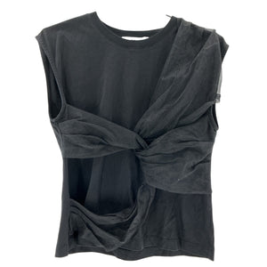 Msgm Asymmetric Black Knot Front Mesh Top Size L