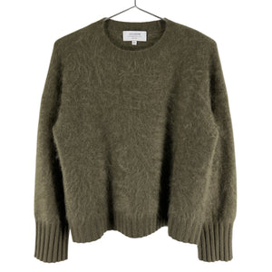 La Ligne Fuzzy Olive Crewneck Sweater Size XS