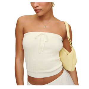 Reformation Ribbed Cream Zazie Tube Top Size S