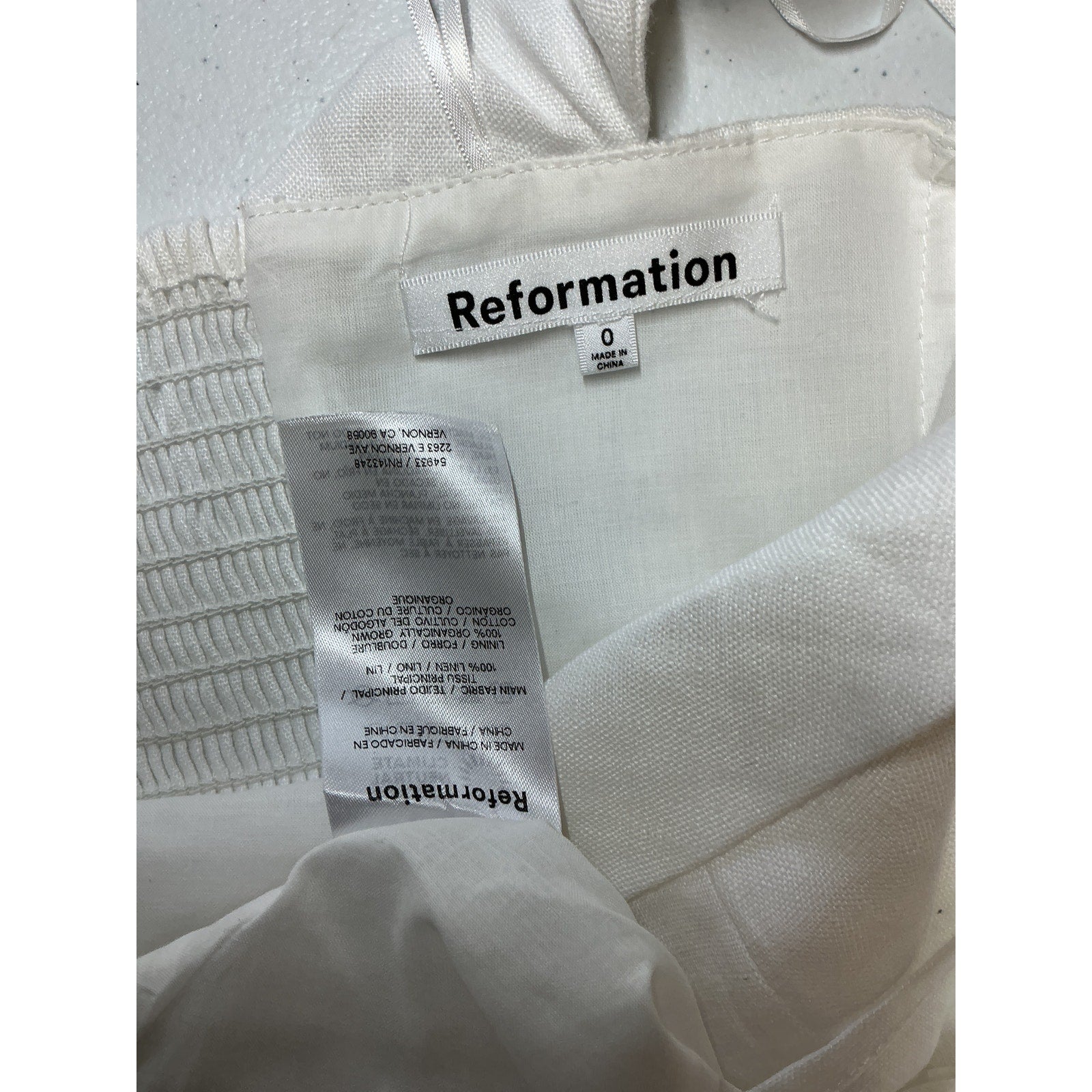 Reformation 'Sora' White Linen Dress Size 0
