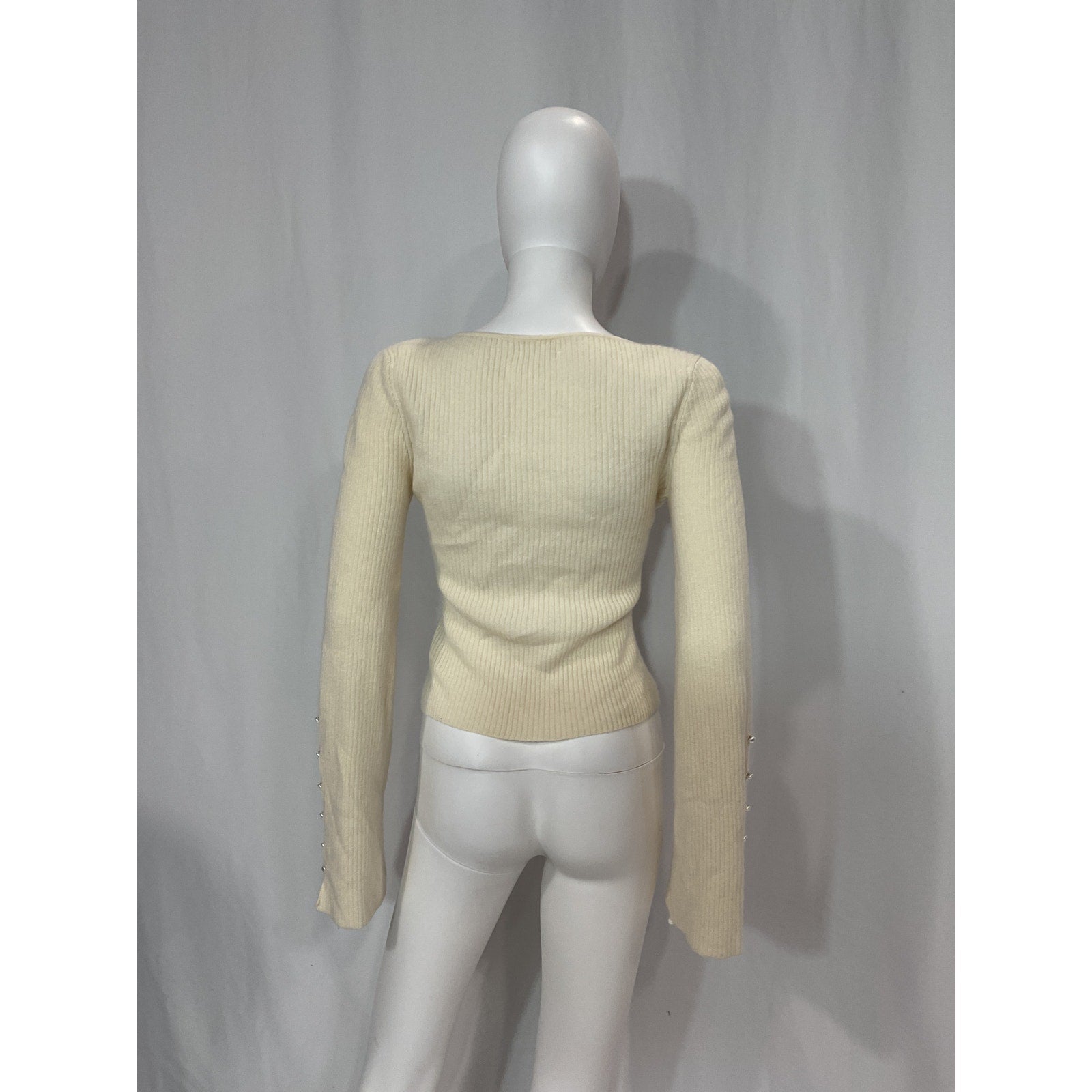 Reformation 'Emanuele' White Cashmere Novelty Button Sweater Size S