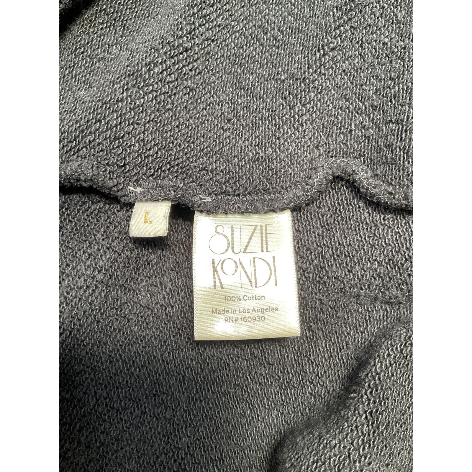 Suzie Kondi 'Sarande' Black Cotton French Cotton-Terry Sweatshirt Size L