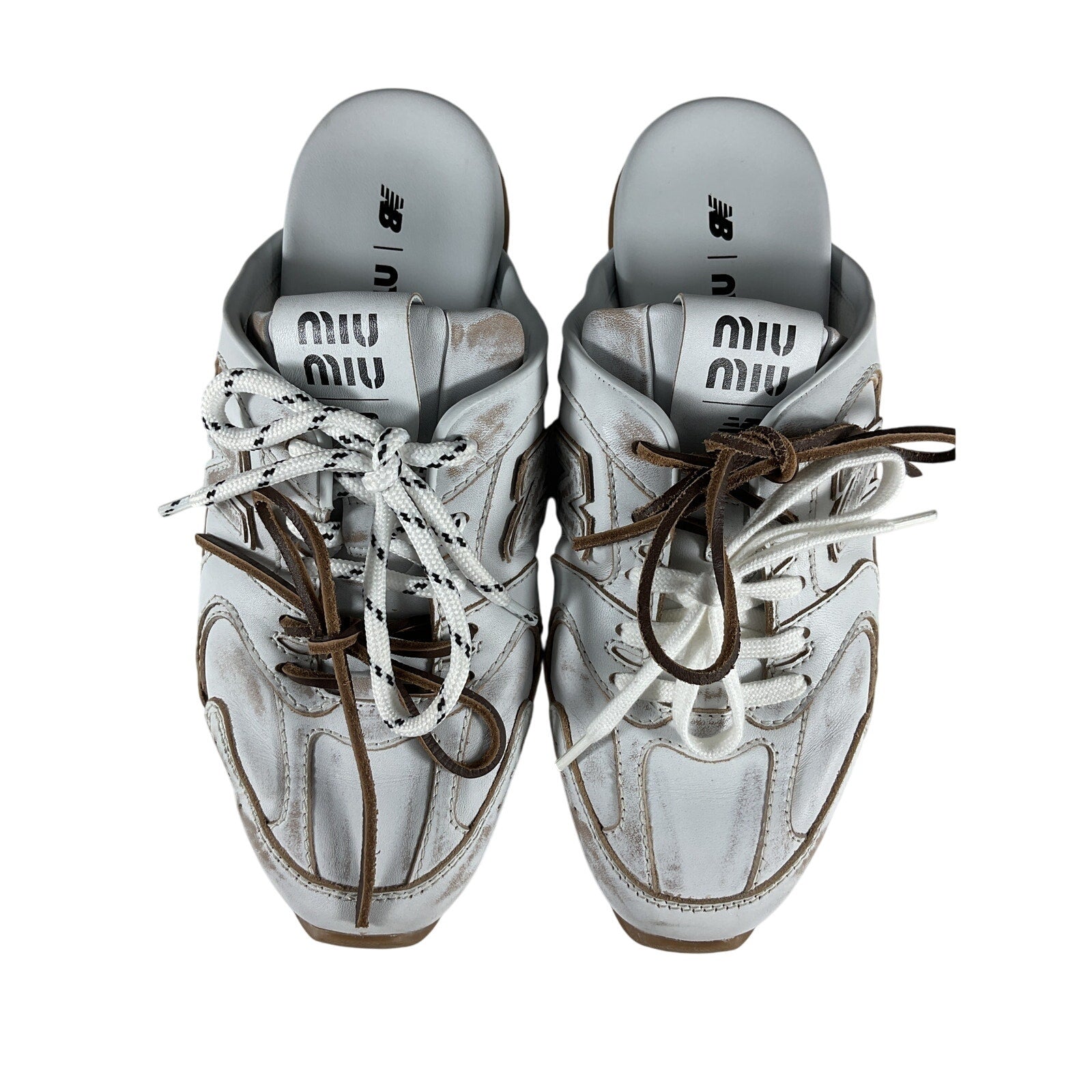 Miu Miu New Balance X Miu Miu White Leather 530 Sl Deco Mules Size 9