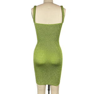 Bond-Eye Crinkle Citron Shimmer Drew Mini Dress NWT
